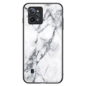 Θήκη Realme C31 OEM σχέδιο Marble με Πλάτη Tempered Glass TPU λευκό