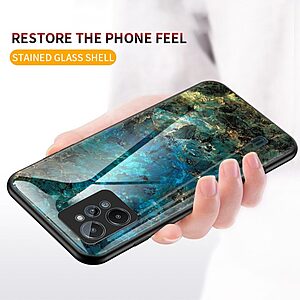 Θήκη Realme C31 OEM σχέδιο Marble με Πλάτη Tempered Glass TPU μαύρο - Image 3
