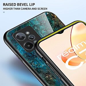 Θήκη Realme C31 OEM σχέδιο Marble με Πλάτη Tempered Glass TPU μαύρο - Image 5