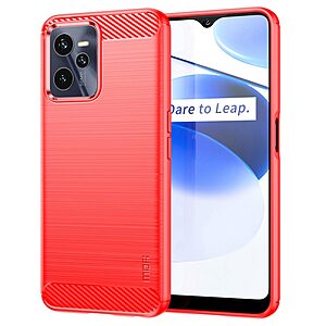 Θήκη Realme C35 MOFI Brushed TPU Carbon Πλάτη κόκκινο