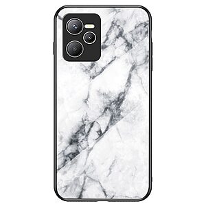 Θήκη Realme C35 OEM σχέδιο Marble με Πλάτη Tempered Glass TPU λευκό