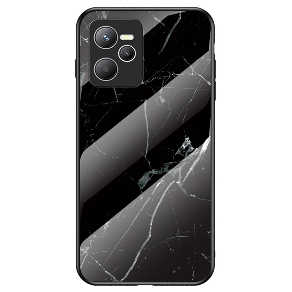 Θήκη Realme C35 OEM σχέδιο Marble με Πλάτη Tempered Glass TPU μαύρο