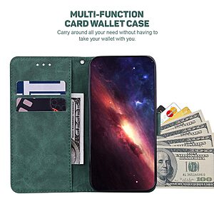 Θήκη Samsung Galaxy M23 5G Mad Mask Leather Wallet Case Geometry Style με βάση στήριξης, υποδοχές καρτών και μαγνητικό κούμπωμα Flip Wallet από συνθετικό δέρμα πράσινο - Image 3