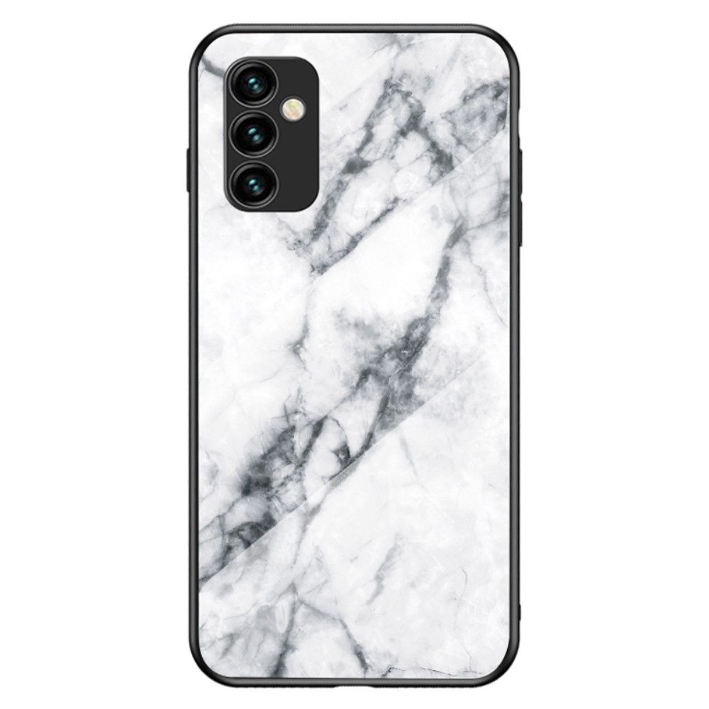 Θήκη Samsung Galaxy M23 5G OEM σχέδιο Marble με Πλάτη Tempered Glass TPU λευκό