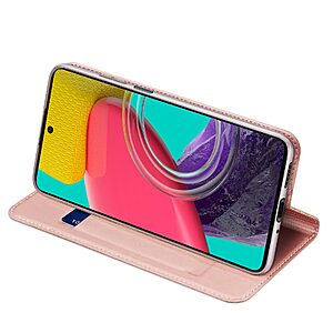 Θήκη Samsung Galaxy M53 5G DUX DUCIS Skin Pro Series με βάση στήριξης, υποδοχή καρτών και μαγνητικό κούμπωμα Flip Wallet από συνθετικό δέρμα και TPU ροζ χρυσό - Image 3