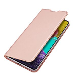 Θήκη Samsung Galaxy M53 5G DUX DUCIS Skin Pro Series με βάση στήριξης, υποδοχή καρτών και μαγνητικό κούμπωμα Flip Wallet από συνθετικό δέρμα και TPU ροζ χρυσό - Image 4