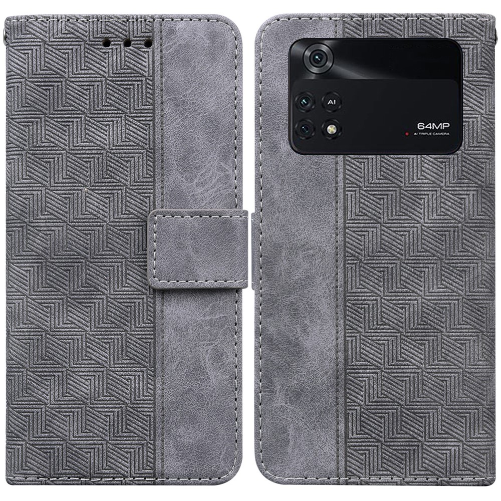 Θήκη Xiaomi Poco M4 Pro 4G Mad Mask Leather Wallet Case Geometry Style με βάση στήριξης Θήκη Xiaomi Poco M4 Pro 4G Mad Mask Leather Wallet Case Geometry Style με βάση στήριξης