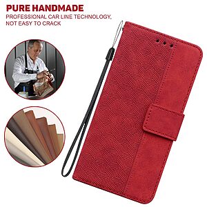 Θήκη Xiaomi Poco M4 Pro 4G Mad Mask Leather Wallet Case Geometry Style με βάση στήριξης, υποδοχές καρτών και μαγνητικό κούμπωμα Flip Wallet από συνθετικό δέρμα κόκκινο - Image 4