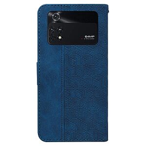 Θήκη Xiaomi Poco M4 Pro 4G Mad Mask Leather Wallet Case Geometry Style με βάση στήριξης, υποδοχές καρτών και μαγνητικό κούμπωμα Flip Wallet από συνθετικό δέρμα μπλε - Image 3