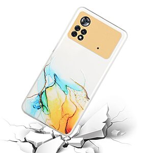 Θήκη Xiaomi Poco M4 Pro 4G OEM σχέδιο Yellow Cloud Marble Πλάτη TPU κίτρινο - Image 3