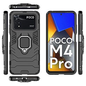 Θήκη Xiaomi Poco M4 Pro 4G Mad Mask Πλάτη Thin Armor με Μαγνητικό δαχτυλίδι και Βάση στήριξης TPU μαύρο - Image 5
