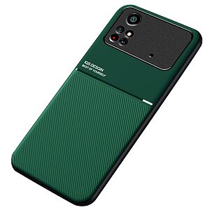 Θήκη Xiaomi Poco M4 Pro 4G Mad Mask Inner Edge πλάτη με ενσωματωμένο μαγνήτη και υποστήριξη μαγνητικής βάσης από συνθετικό δέρμα TPU πράσινο