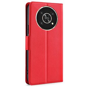 Θήκη Honor Magic4 Lite 5G OEM Skin Pro ultra thin με βάση στήριξης, υποδοχή καρτών και μαγνητικό κούμπωμα Flip Wallet από συνθετικό δέρμα και TPU κόκκινο - Image 3