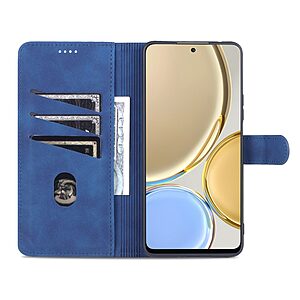 Θήκη Honor Magic4 Lite 5G AZNS Litchi Retro V2 Texture Leather με βάση στήριξης, υποδοχές καρτών και μαγνητικό κούμπωμα μπλε - Image 4