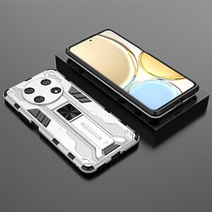 Θήκη Honor Magic4 Lite 5G Mad Mask Πλάτη Shockproof Armor με Μαγνητικό δαχτυλίδι και ποδαράκι Βάση στήριξης TPU ασημί - Image 5