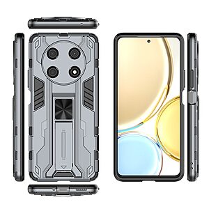 Θήκη Honor Magic4 Lite 5G Mad Mask Πλάτη Shockproof Armor με Μαγνητικό δαχτυλίδι και ποδαράκι Βάση στήριξης TPU γκρι - Image 4