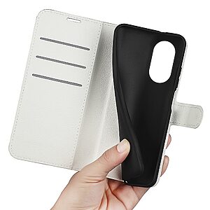 Θήκη Honor X7 OEM Litchi Skin  Leather με βάση στήριξης, υποδοχές καρτών και μαγνητικό κούμπωμα λευκό - Image 4