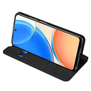 υποδοχή καρτών και μαγνητικό κούμπωμα Flip Wallet από συνθετικό δέρμα και TPU μαύρο