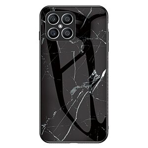 Θήκη Honor X8 OEM σχέδιο Marble με Πλάτη Tempered Glass TPU μαύρο