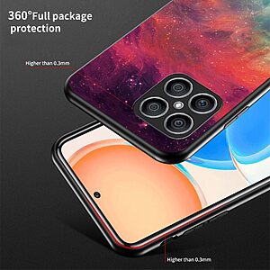 Θήκη Honor X8 OEM σχέδιο Fantasy Sky με πλάτη από Tempered Glass και εσωτερικό TPU πολύχρωμο - Image 3