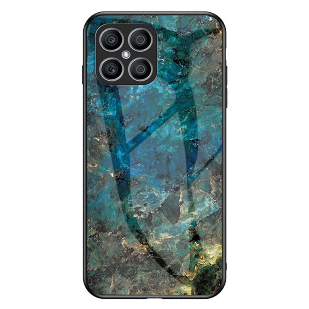 Θήκη Honor X8 OEM σχέδιο Marble με Πλάτη Tempered Glass TPU σμαραγδί