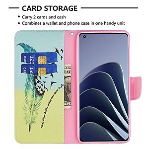 Θήκη OnePlus 10 Pro 5G OEM Feather & Birds με βάση στήριξης, υποδοχές καρτών και μαγνητικό κούμπωμα Flip Wallet από συνθετικό δέρμα και TPU πολύχρωμο - Image 3