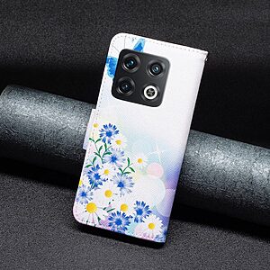 Θήκη OnePlus 10 Pro 5G OEM Blue Butterfly & Flowers με βάση στήριξης, υποδοχές καρτών και μαγνητικό κούμπωμα Flip Wallet από συνθετικό δέρμα και TPU πολύχρωμο - Image 4