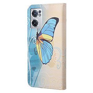 Θήκη OnePlus Nord CE 2 5G OEM Blue Butterfly & Flowers με βάση στήριξης, υποδοχές καρτών και μαγνητικό κούμπωμα Flip Wallet από συνθετικό δέρμα και TPU πολύχρωμο - Image 3