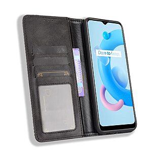 Θήκη Realme C11 (2021) Mad Mask Leather Wallet Case V3 με βάση στήριξης, υποδοχές καρτών και εσωτερικό μαγνητικό κούμπωμα Flip Wallet από συνθετικό δέρμα μαύρο - Image 4