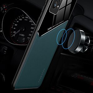 Θήκη Realme GT 2 Pro 5G OEM Magnetic Glass Series πλάτη με ενσωματωμένο μαγνήτη και υποστήριξη μαγνητικής βάσης από συνθετικό δέρμα TPU μπλε - Image 2