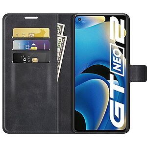 Θήκη Realme GT Neo2 / GT Neo 3T / GT 2 5G Mad Mask Leather Wallet Case V2 με βάση στήριξης, υποδοχές καρτών και μαγνητικό κούμπωμα Flip Wallet από συνθετικό δέρμα μαύρο - Image 4