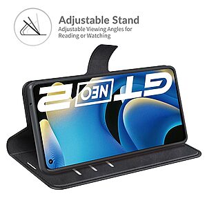 Θήκη Realme GT Neo2 / GT Neo 3T / GT 2 5G Mad Mask Leather Wallet Case V2 με βάση στήριξης, υποδοχές καρτών και μαγνητικό κούμπωμα Flip Wallet από συνθετικό δέρμα μαύρο - Image 5