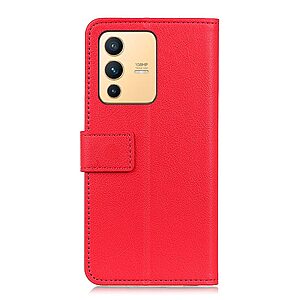 Θήκη Vivo V23 5G OEM Leather Wallet Case με βάση στήριξης, υποδοχές καρτών και μαγνητικό Back κούμπωμα Flip Wallet από συνθετικό δέρμα κόκκινο - Image 3