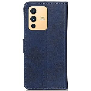 Θήκη Vivo V23 5G Mad Mask Litchi Skin v2  Leather με βάση στήριξης, υποδοχές καρτών και μαγνητικό κούμπωμα μπλε - Image 3