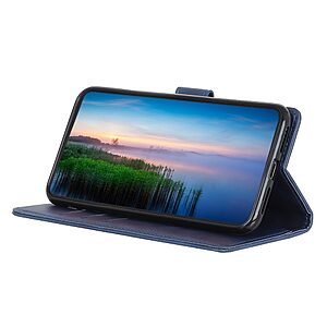 Θήκη Vivo V23 5G Mad Mask Litchi Skin v2  Leather με βάση στήριξης, υποδοχές καρτών και μαγνητικό κούμπωμα μπλε - Image 4