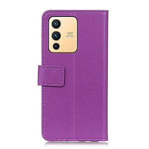 Θήκη Vivo V23 5G OEM Leather Wallet Case με βάση στήριξης, υποδοχές καρτών και μαγνητικό Back κούμπωμα Flip Wallet από συνθετικό δέρμα μωβ - Image 3