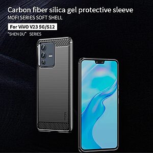 Θήκη Vivo V23 5G MOFI Brushed TPU Carbon Πλάτη μαύρο - Image 4