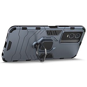 Θήκη Vivo Y76 5G Mad Mask Πλάτη Thin Armor με Μαγνητικό δαχτυλίδι και Βάση στήριξης TPU μπλε - Image 3