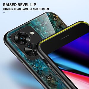 Θήκη OnePlus Nord 2T OEM σχέδιο Marble με Πλάτη Tempered Glass TPU μαύρο - Image 4