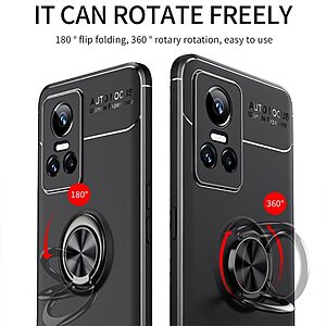Θήκη Realme GT Neo3 OEM Magnetic Ring Kickstand / Μαγνητικό δαχτυλίδι / Βάση στήριξης TPU μαύρο / κόκκινο - Image 4