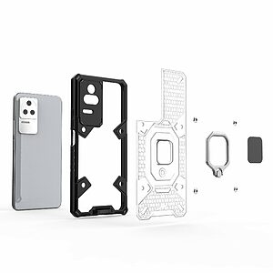 Θήκη Xiaomi Poco F4 5G Mad Mask Armor Guard Ring με ενισχυμένη Πλάτη Kickstand και Βάση στήριξης από σκλήρό Premium TPU μωβ - Image 5