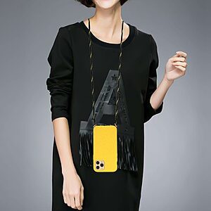 Θήκη iPhone 14 Pro Max OEM Soft Silicone Sockproof πλάτη με κορδόνι από αντικραδασμικό TPU κίτρινο - Image 4