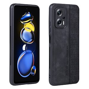 Θήκη Xiaomi Poco X4 GT 5G AZNS Imprinted Series Πλάτη με ανάγλυφη επιφάνεια από συνθετικό δέρμα και TPU μαύρο