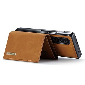 υποδοχές καρτών και χρημάτων με μαγνητικό κούμπωμα από συνθετικό δέρμα και TPU καφέ