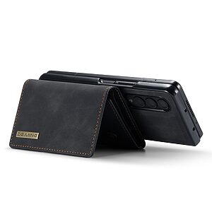 υποδοχές καρτών και χρημάτων με μαγνητικό κούμπωμα από συνθετικό δέρμα και TPU μαύρο