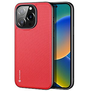 Θήκη iPhone 14 Pro Dux Ducis Fino Series 2 πλάτη από ύφασμα με εσωτερικό Premium TPU κόκκινο