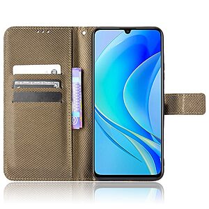 υποδοχές καρτών και μαγνητικό κούμπωμα Flip Wallet από συνθετικό δέρμα καφέ