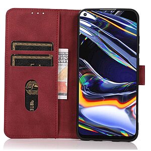 Θήκη Huawei Nova Y70 KHAZNEH Litchi Skin Texture Leather με βάση στήριξης, υποδοχές καρτών και μαγνητικό κούμπωμα κόκκινο - Image 3
