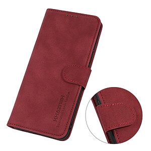 Θήκη Huawei Nova Y70 KHAZNEH Litchi Skin Texture Leather με βάση στήριξης, υποδοχές καρτών και μαγνητικό κούμπωμα κόκκινο - Image 5