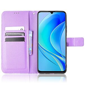 υποδοχές καρτών και μαγνητικό κούμπωμα Flip Wallet από συνθετικό δέρμα μωβ